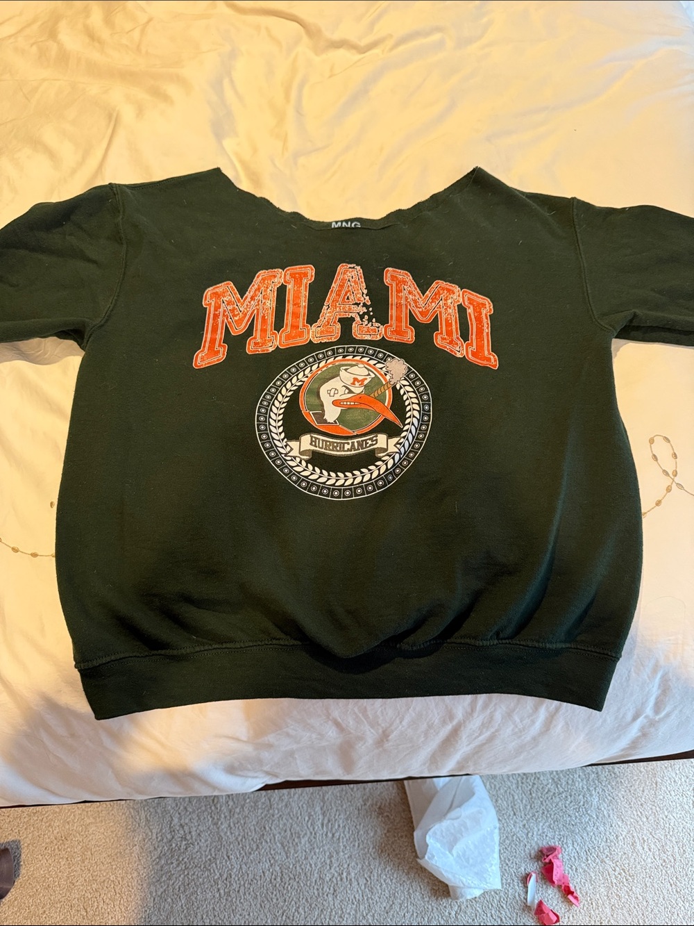 Hunter Green Sweatshirt with University of 'MIAMI' Graphic